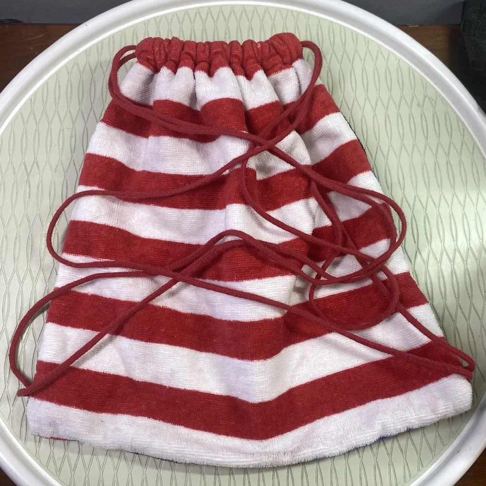 Disney Mickey Mouse Kohl's Terry Cloth Kids Tote Beach Bag Drawstring USA‎ Flag